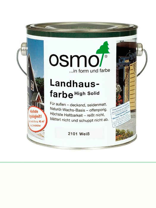 Захисна кольорова не прозора олія Osmo Landhausfarbe 2,5 L Біла 2101 (4006850102280)