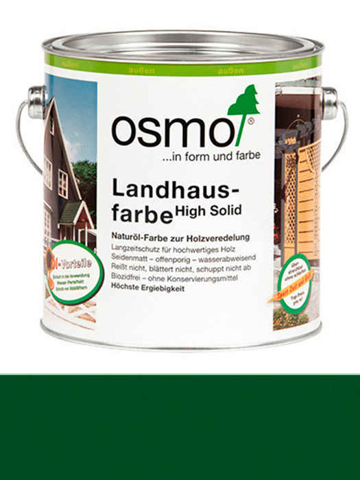 Захисна кольорова не прозора олія Osmo Landhausfarbe 2,5 L Темно-зелена 2404 (4006850107520)