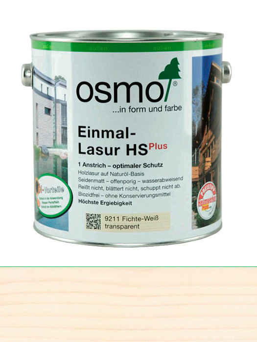 Одношарова лазур Osmo Einmal-Lasur HS plus 2,5 L Біла ялина 9211 (4006850310074)