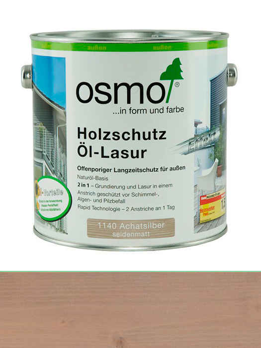 Защитное масло-лазурь с эффектом серебра Osmo Holzschutz-Lasur Effekt 2,5 L Агат серебро 1140 (4006850527823)