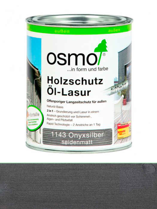 Защитное масло-лазурь с эффектом серебра Osmo Holzschutz-Lasur Effekt 2,5 L Оникс серебро 1143 (4006850528035)