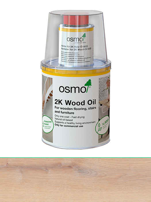 Двокомпонентна олія без розчинника для дерев'яних підлог Osmo 2K Holz-Ol 1 L Білий прозорий 6111