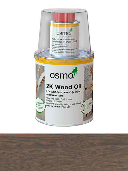 Двокомпонентна олія без розчинника для дерев'яних підлог Osmo 2K Holz-Ol 1 L Графіт прозорий 6114