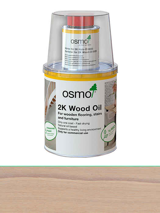 Двокомпонентна олія без розчинника для дерев'яних підлог Osmo 2K Holz-Ol 1 L Світло-сірий прозорий 6118