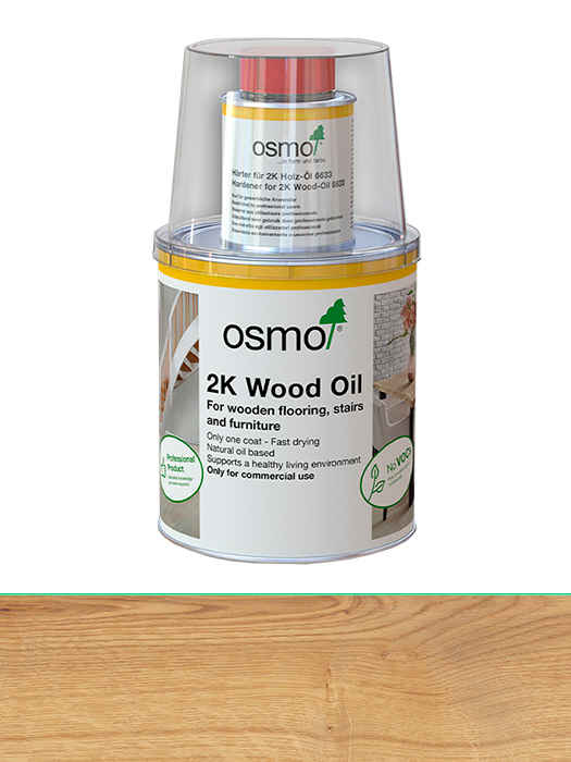 Двокомпонентна олія без розчинника для дерев'яних підлог Osmo 2K Holz-Ol 1 L Натуральний матовий 6119