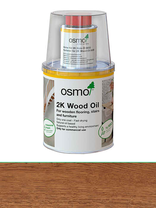 Двокомпонентна олія без розчинника для дерев'яних підлог Osmo 2K Holz-Ol 1 L Тютюн прозорий 6164