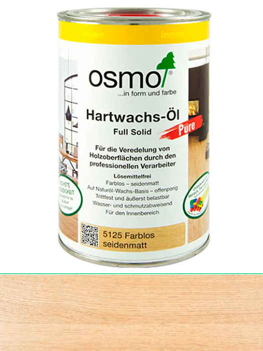 Масло с твердым воском без растворителя Osmo Hartwachs-Öl Pure 1 L Бесцветное шелковисто-матовое 5125