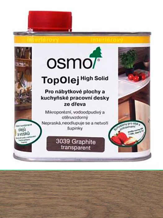 Олія з твердим воском для меблів і стільниць Osmo TopOil 0,5 L Графіт 3039
