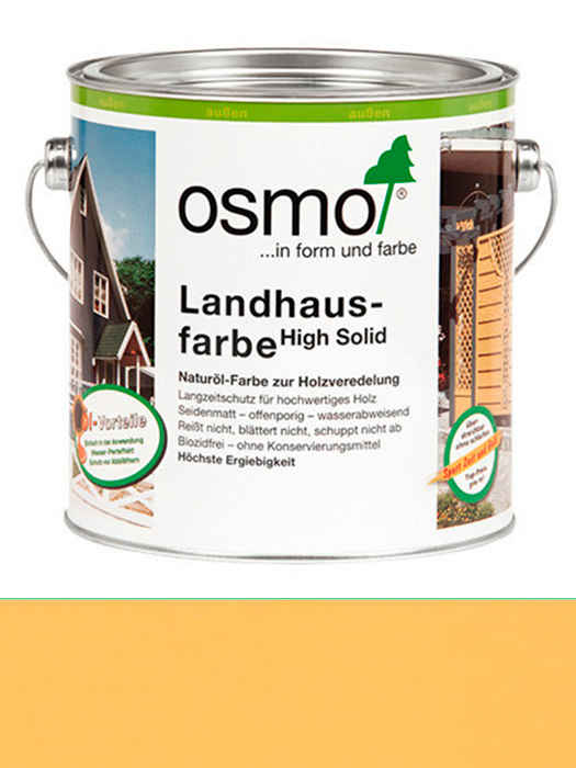 Защитное цветное не прозрачное масло Osmo Landhausfarbe 0,125 L Ярко-желтая 2205